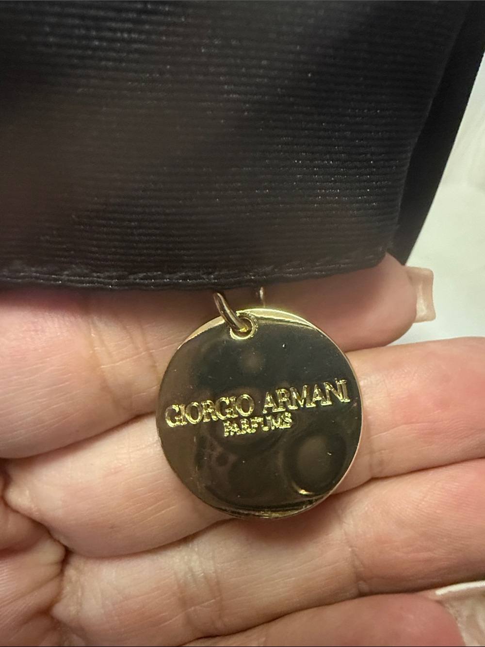 Giorgio Armani Gold-Tone Round Logo Pendant